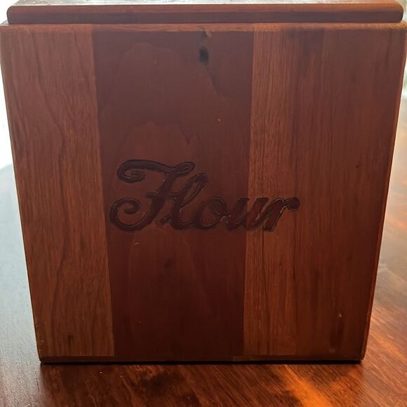 Vintage Hard Wood Set of (3) Kitchen Canisters - Picture 2 of 16